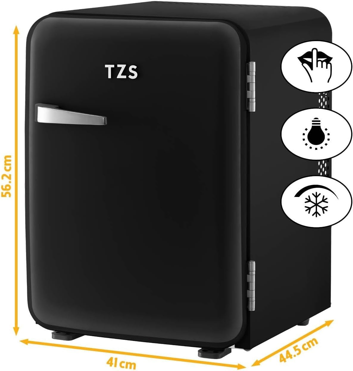 40L Retro Mini Fridge Silent Frost-Free LED Interior Freestanding Black
