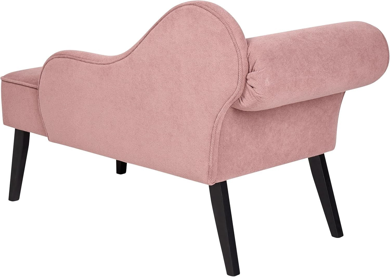 Vintage Left Hand Chaise Lounge Pink Fabric Upholstered Retro Glam Seating