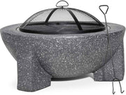 75cm Outdoor Round Fire Pit BBQ Grill with Mesh Safety Lid & Heat-Resistant