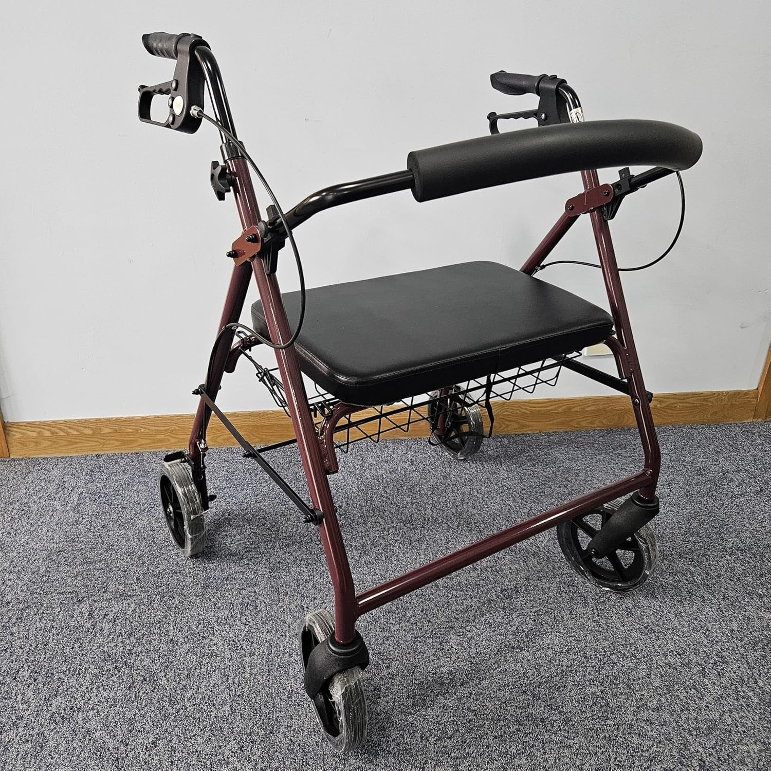 Heavy Duty Bariatric Rollator Walker Extra Wide Seat Folding Aluminium