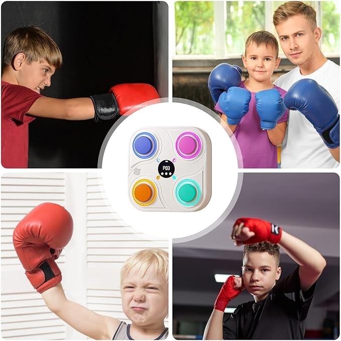 Boxing Music Workout Machine Wall Mount LED Punch Trainer with Gloves
