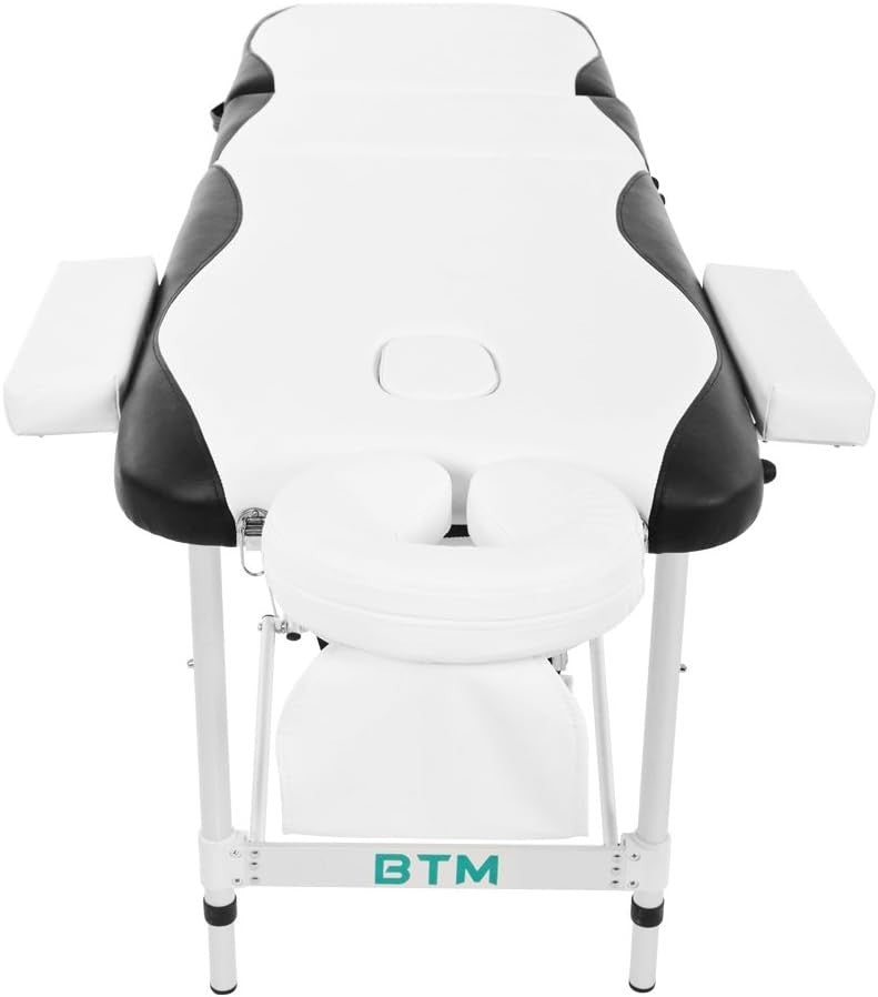 Portable 3-Section Massage Table Aluminium Beauty Spa Tattoo Bed w/ Bag White