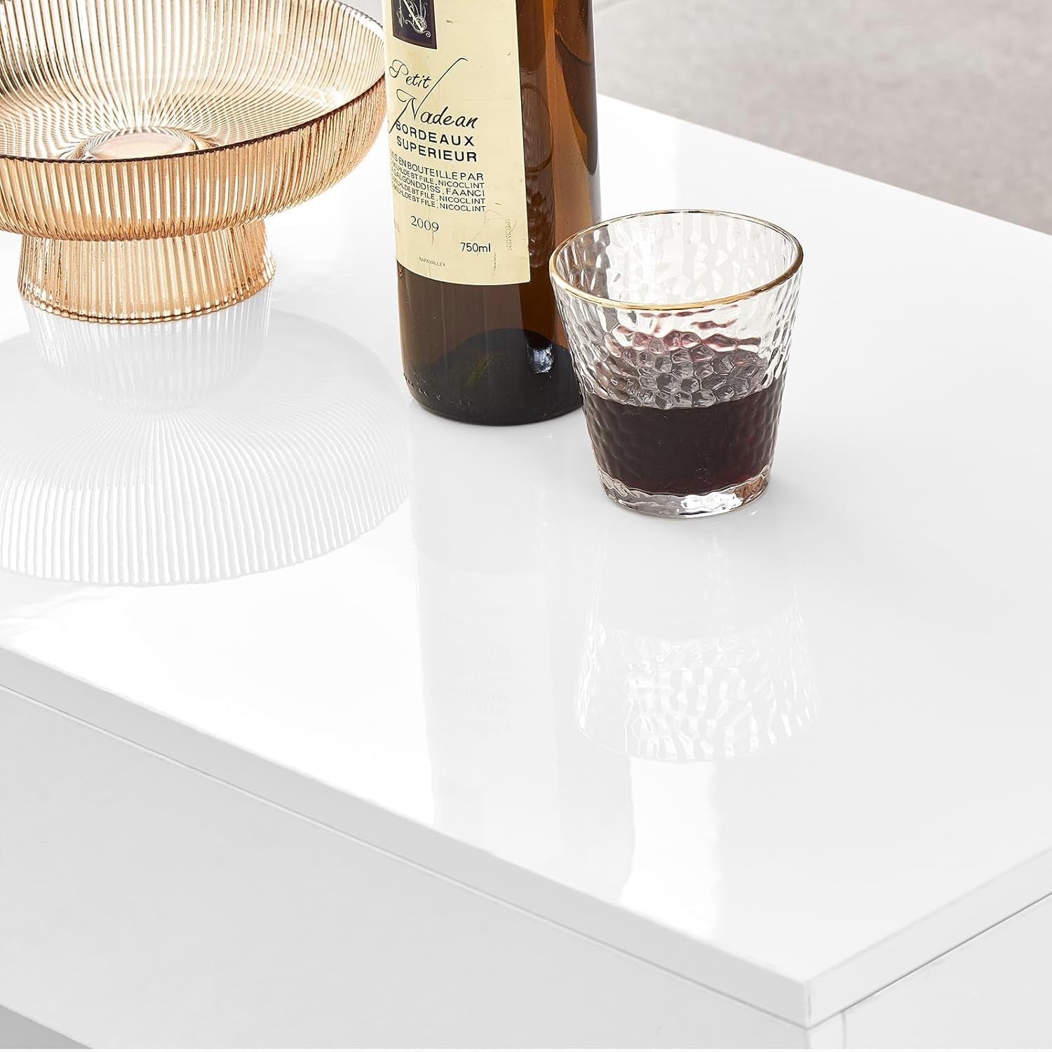 Modern White Coffee Table with LED Lights & 2 Drawers – Storage & Style
