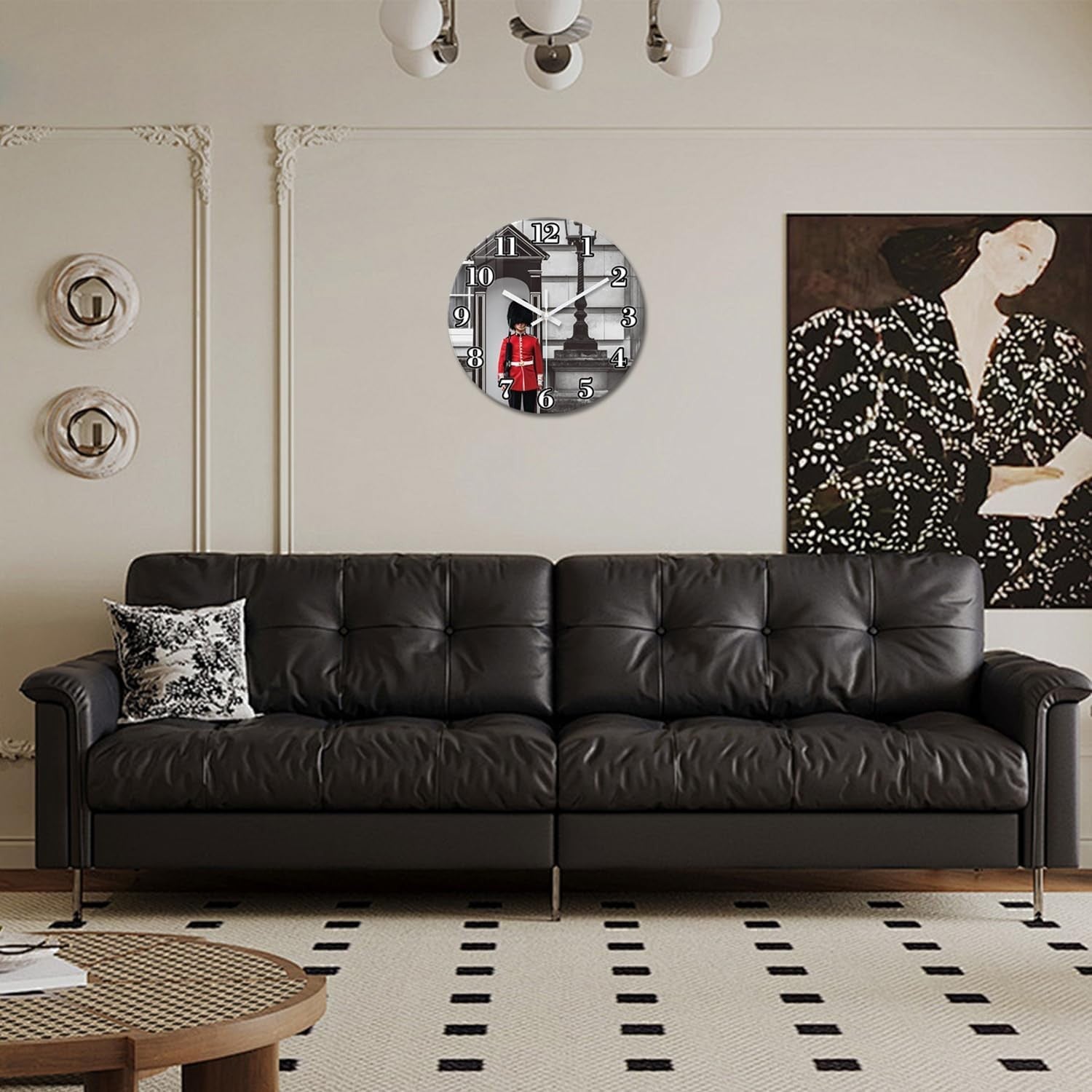 16" London Guard Wall Clock Silent Glass Round Modern UK Decor