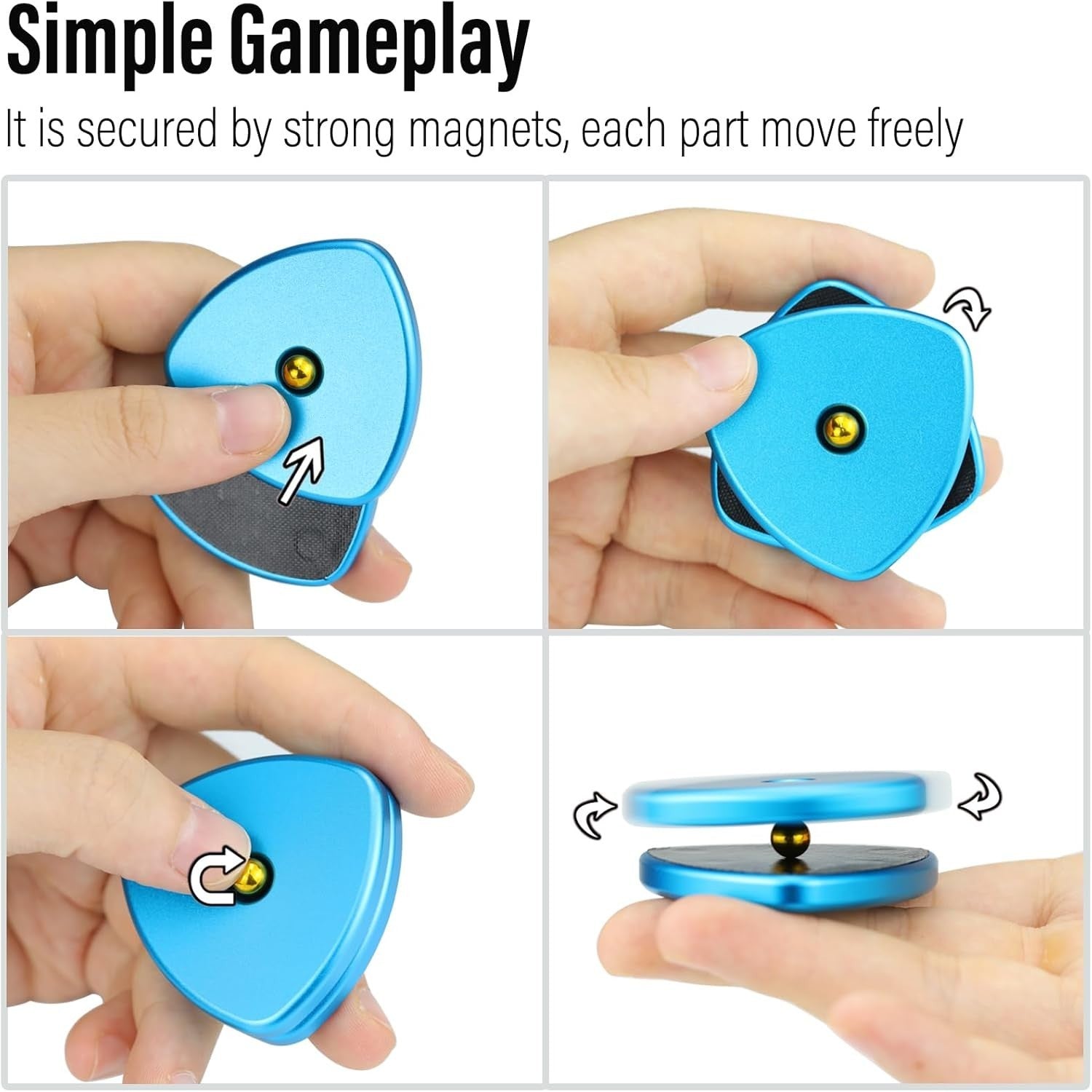 Blue Small Gen2 Pivot Fidget Triangle Magnetic Clicker EDC