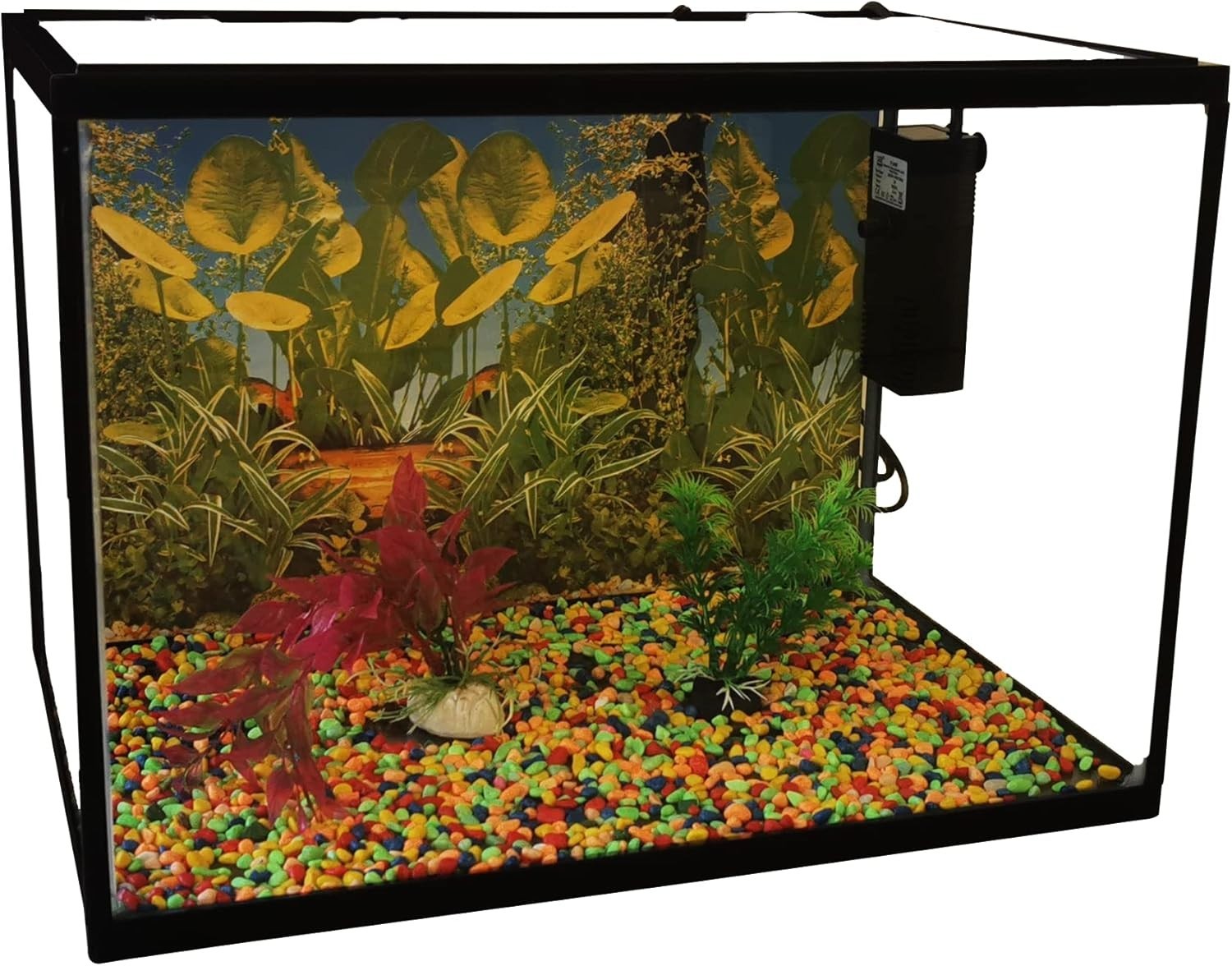 LED Glass Aquarium Fish Tank 26L Starter Kit Light Air Pump Filter Net