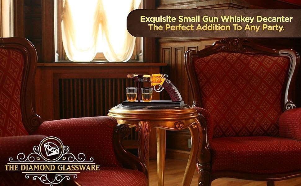 Gun Whiskey Decanter Set 100ml with Glasses Vintage Pistol Liquor Bottle Gift