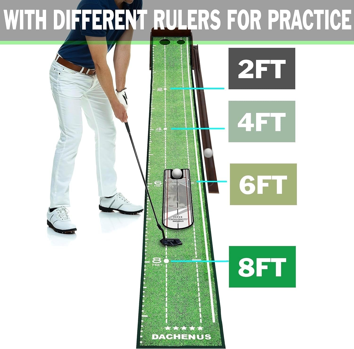 Professional Putting Green Mat Indoor Mini Golf Practice Set Return Ramp