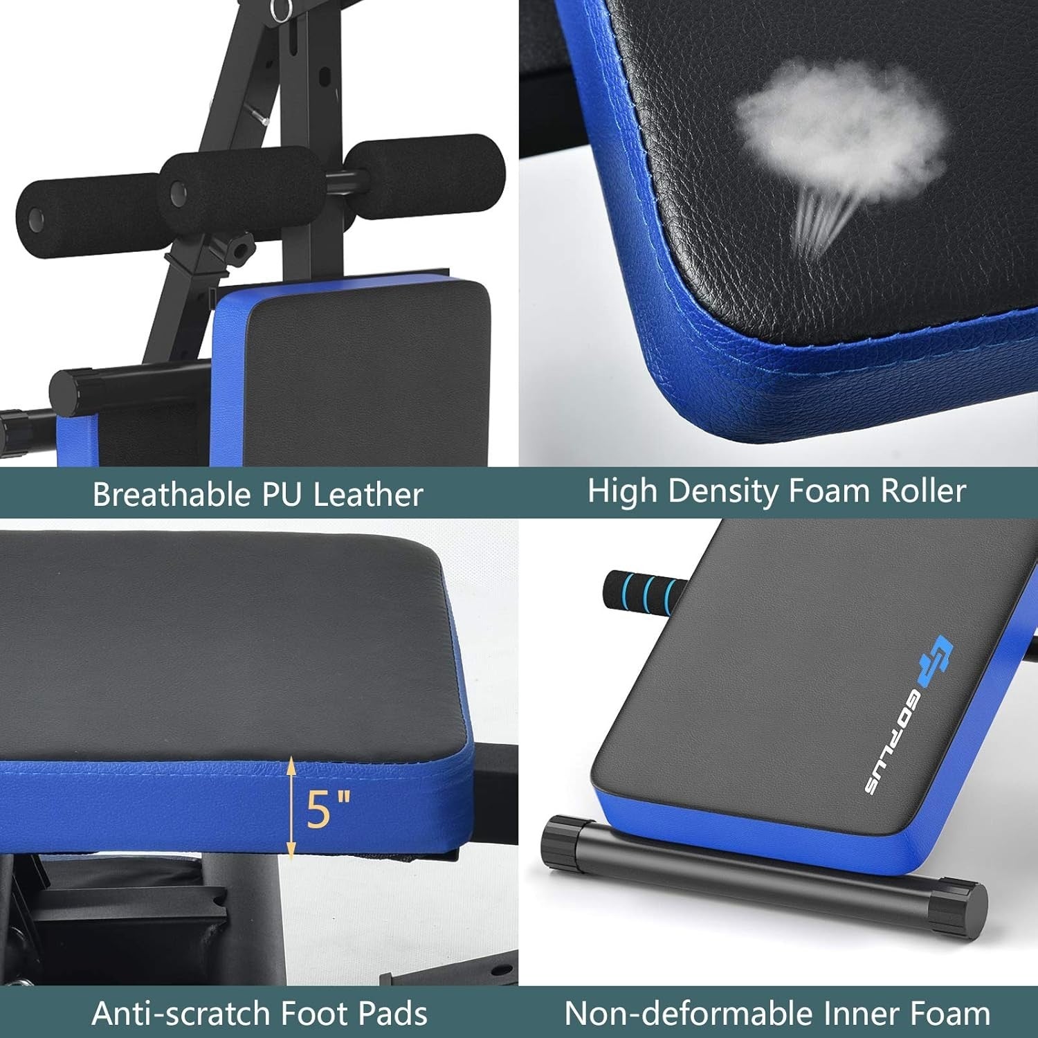 Foldable Sit-Up Training Bench With LCD Monitor Incline Decline Home Gym
