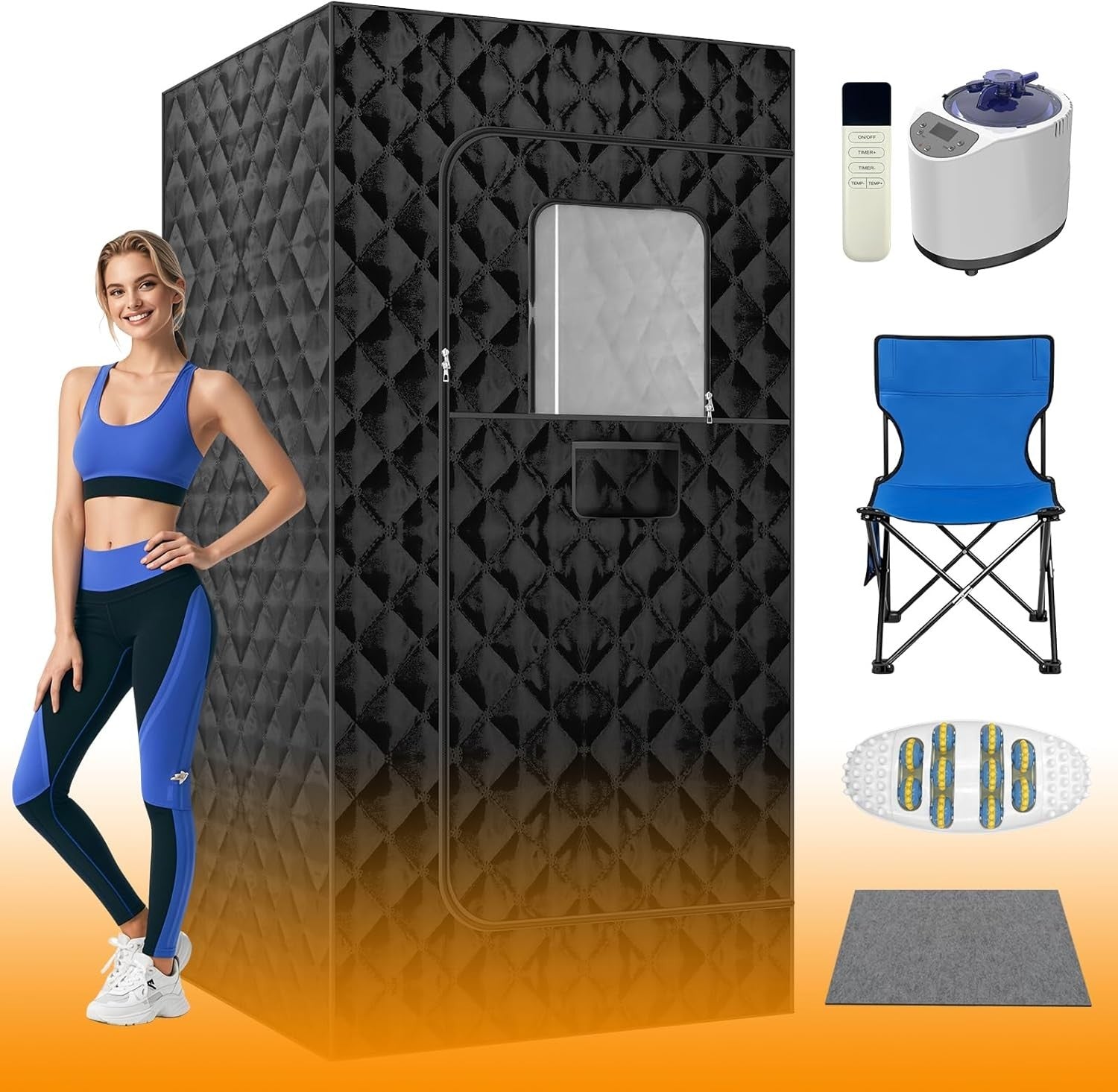Portable Steam Sauna Tent – 3L 1200W Home Spa w/ Remote & Chair, Full Body