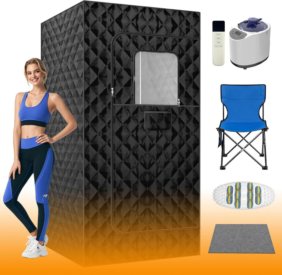 Portable Steam Sauna Tent – 3L 1200W Home Spa w/ Remote & Chair, Full Body