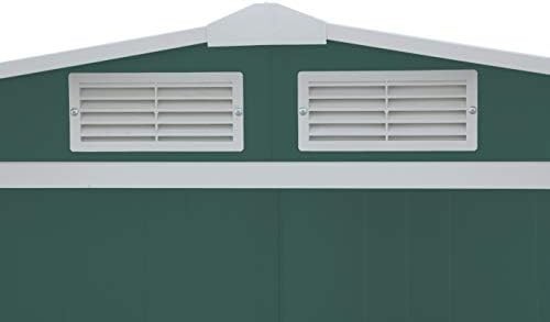 Metal Garden Storage Shed 8x6ft Waterproof Outdoor Tool & Bike Shed Green