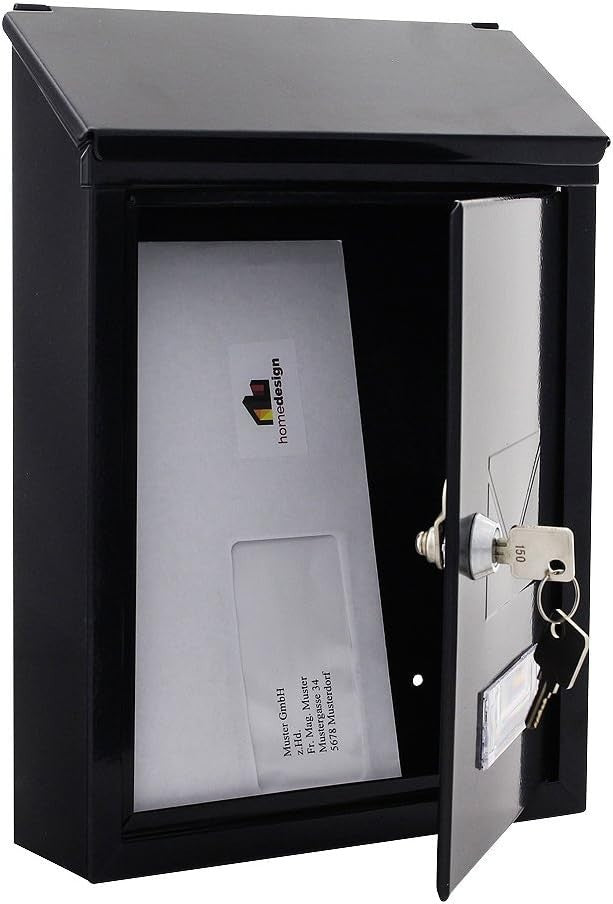 Secure Steel Wall Mailbox Lockable Double Entry Anthracite Post Box with Keys