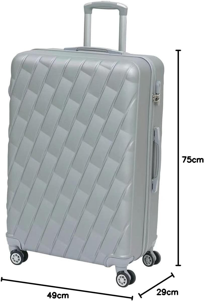 20 Inch Cabin Carry On Hard Shell Suitcase 4 Dual Spinner Wheels Lock Silver