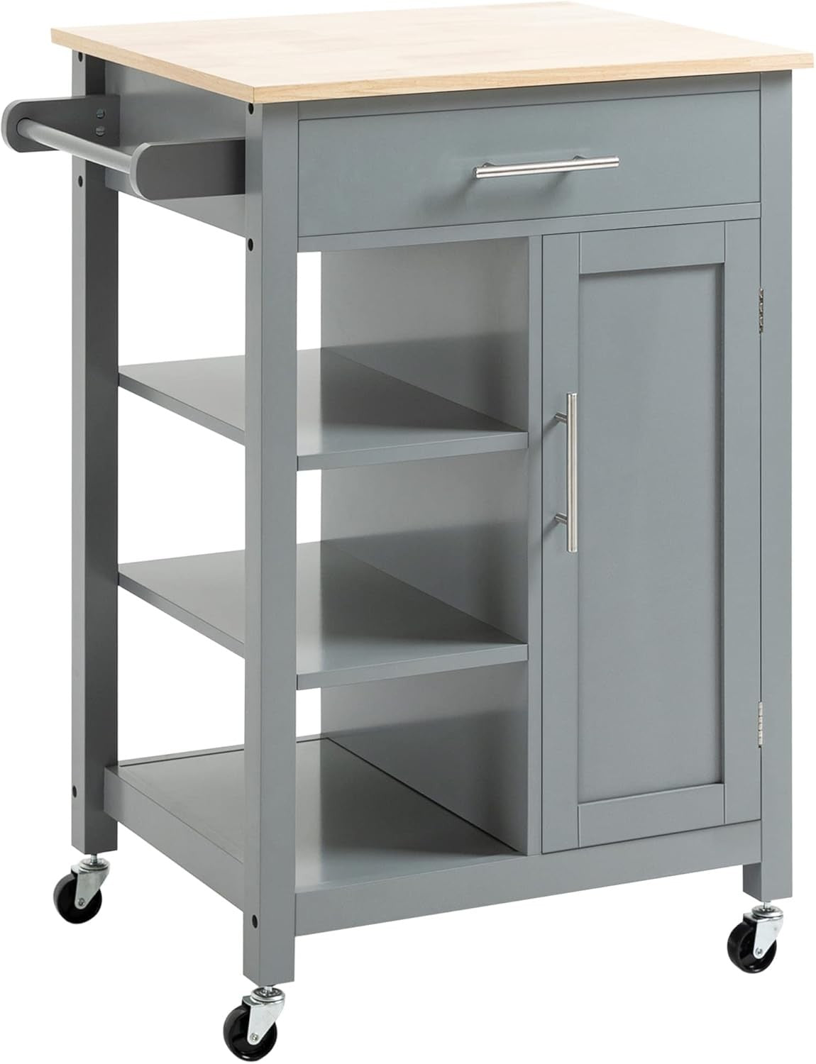 Compact Kitchen Trolley Storage Cart with Drawer Cabinet Shelves Wheels