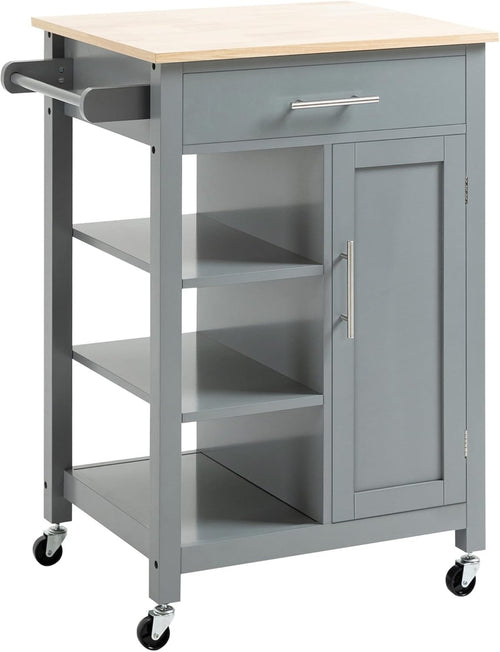 Compact Kitchen Trolley Storage Cart with Drawer Cabinet Shelves Wheels