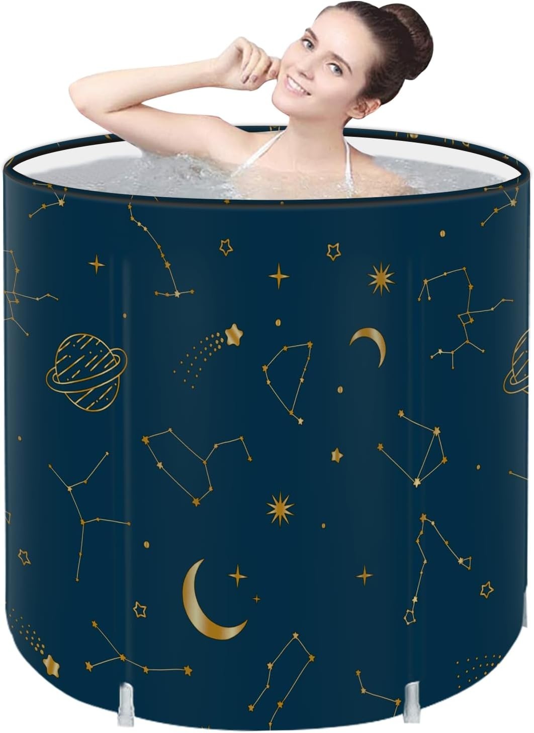 Portable Foldable Family Bathtub SPA Hot & Ice Bath Standing Tub Navy Blue
