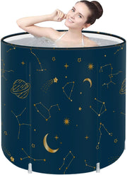 Portable Foldable Family Bathtub SPA Hot & Ice Bath Standing Tub Navy Blue