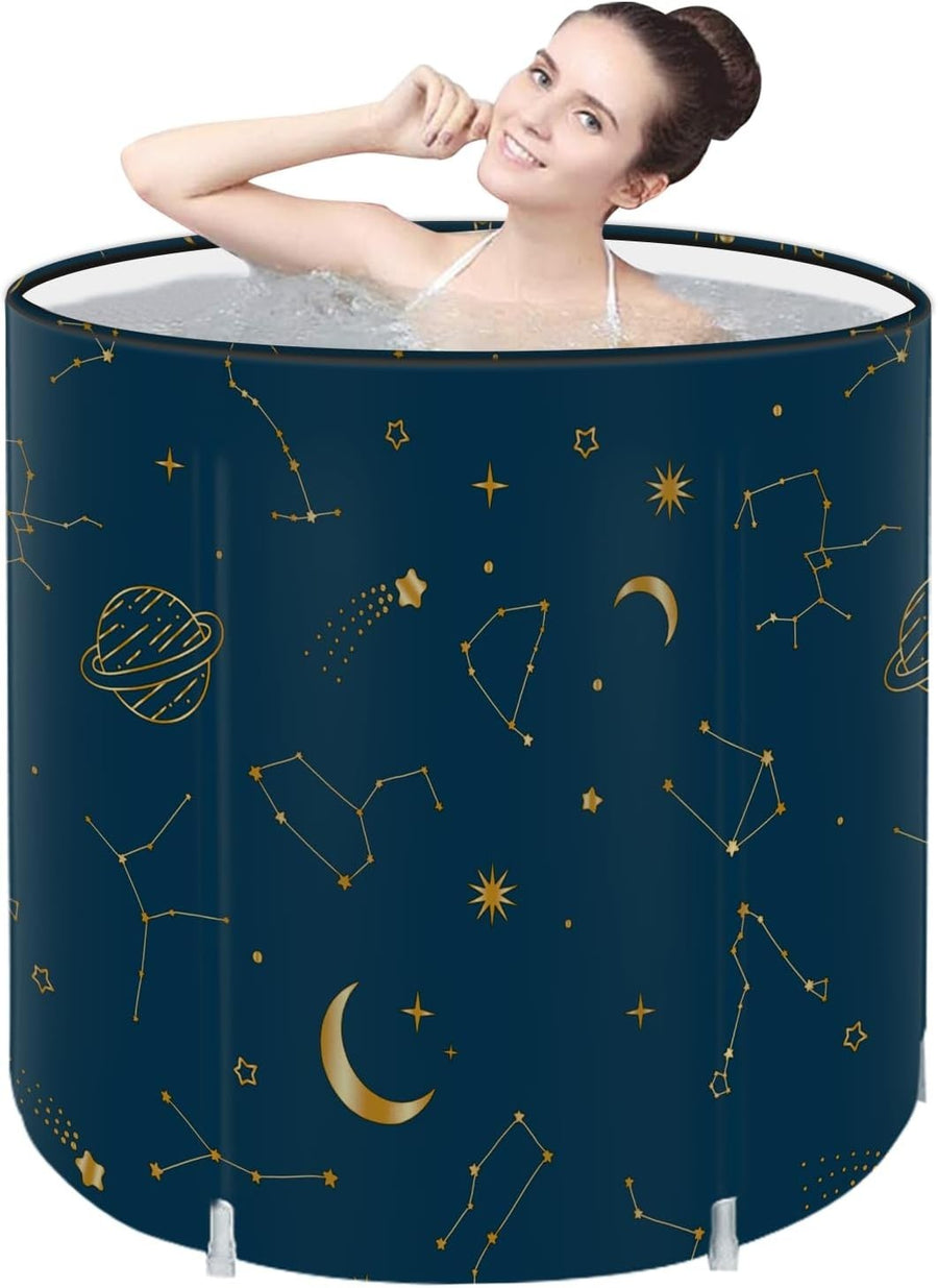 Portable Foldable Family Bathtub SPA Hot & Ice Bath Standing Tub Navy Blue