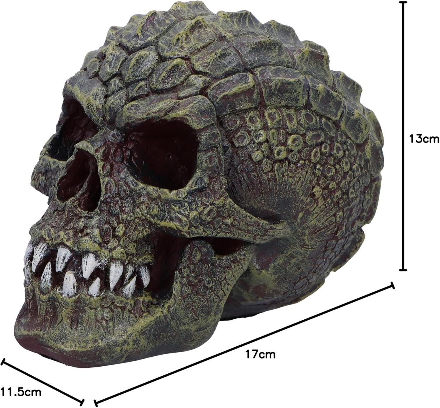 Reptile Skull Ornament • 13cm Resin Scaled Skull Decor • Gothic Fantasy Figurine