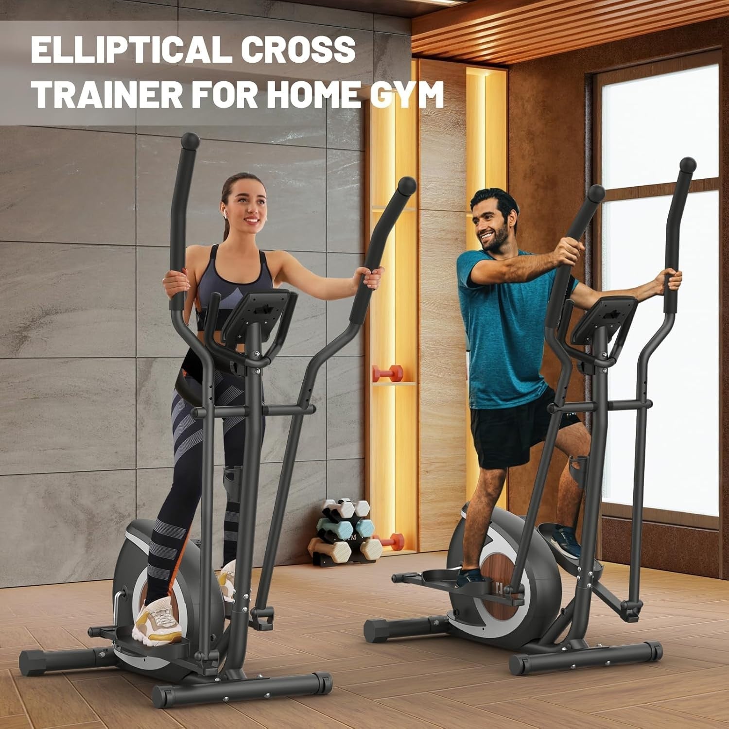 16-Level Magnetic Elliptical Cross Trainer Compact Home Gym Machine with LCD