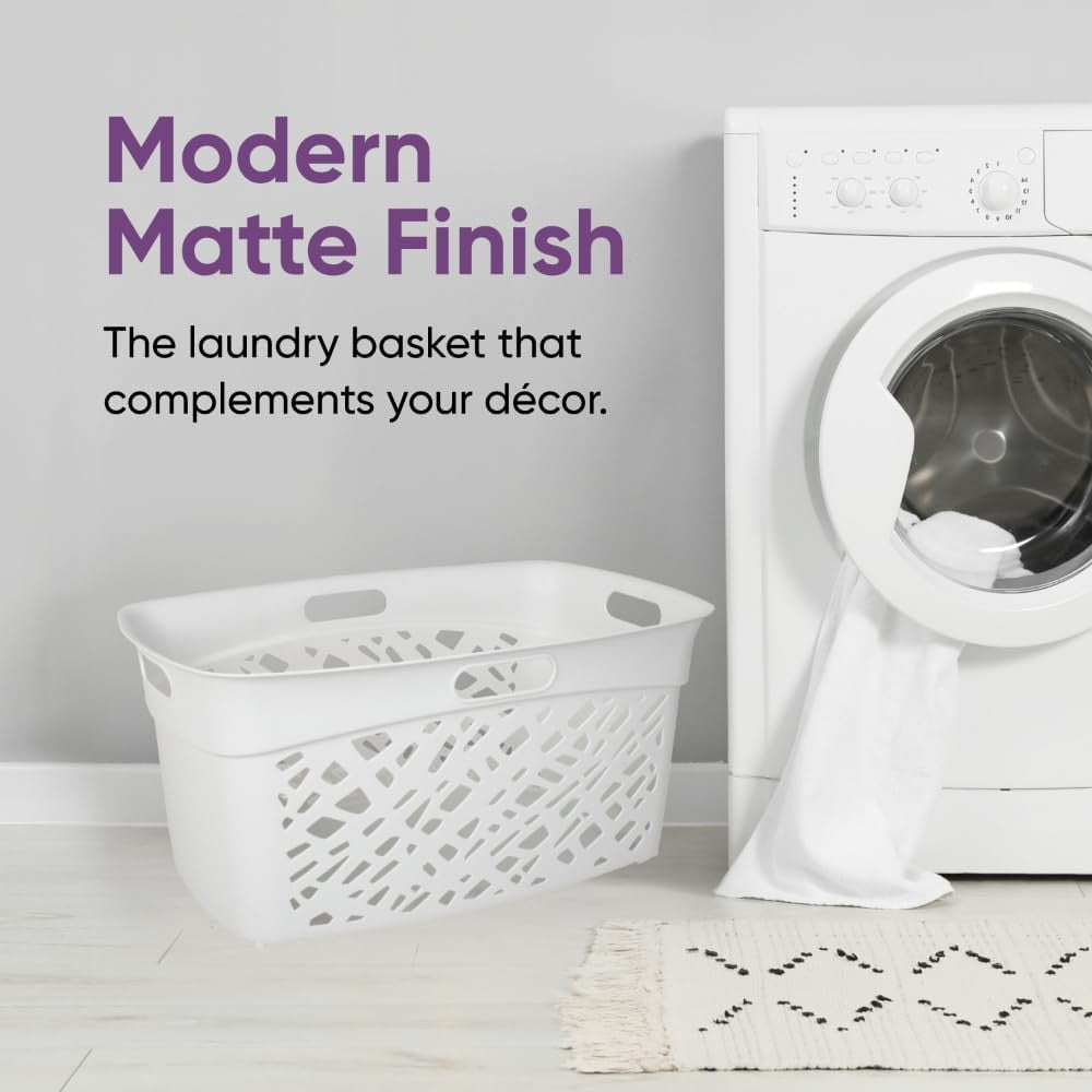 45L White Mosaic Laundry Basket with Ventilation, Lightweight & Durable