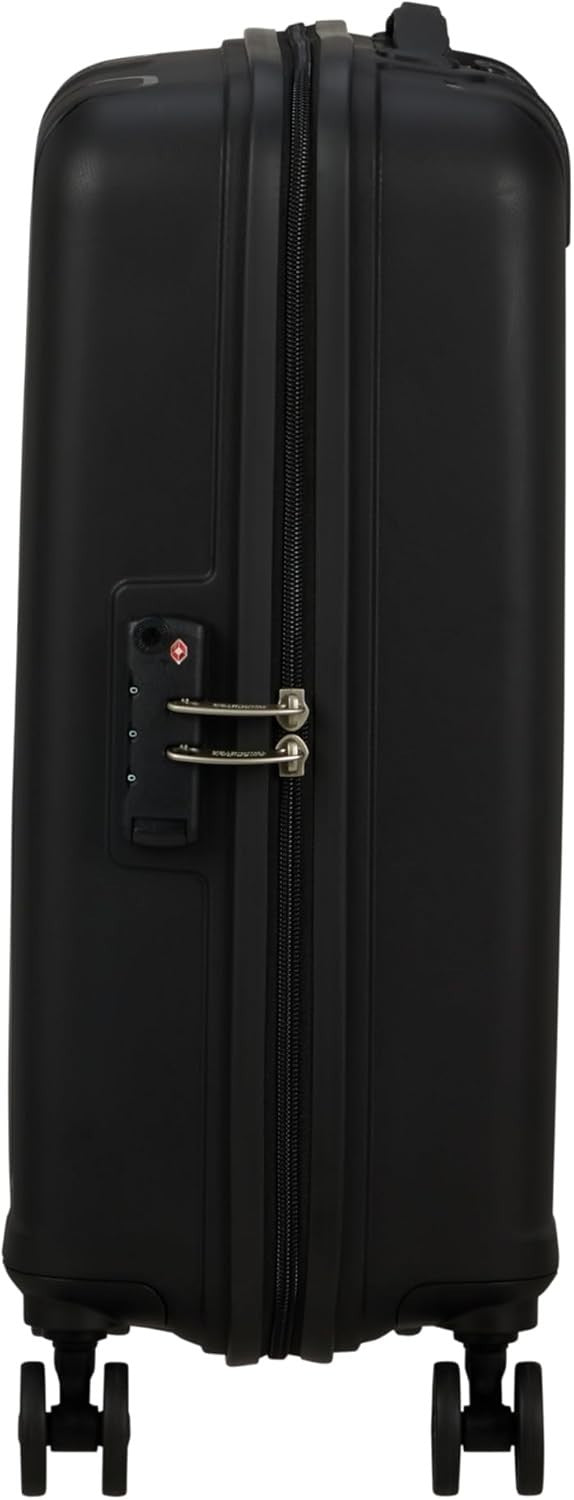 55cm Cabin Hard Shell Suitcase Lightweight 4 Spinner Wheels TSA Lock Black