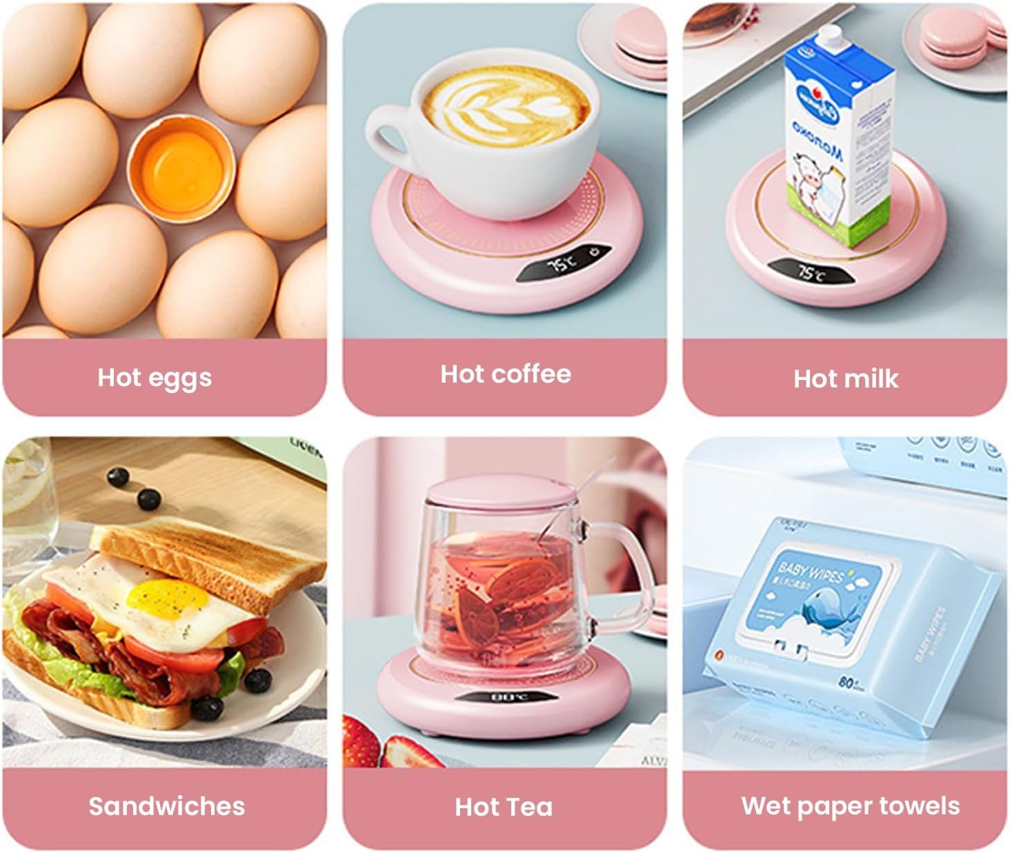 USB Coffee Mug Warmer 3 Temp LED Display Auto Shut Off