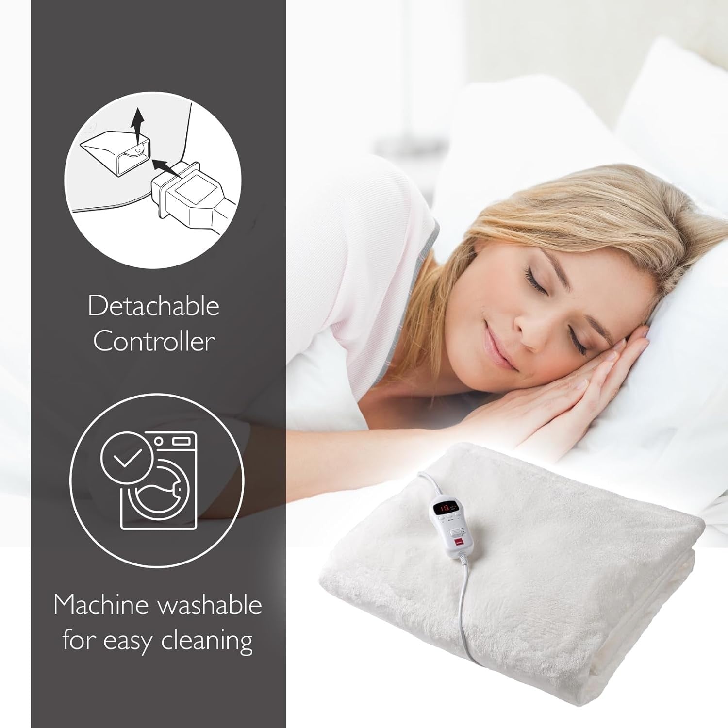 Electric Heated Throw Blanket Fast Heat Flannel Teddy 10 Settings Timer 160x120c