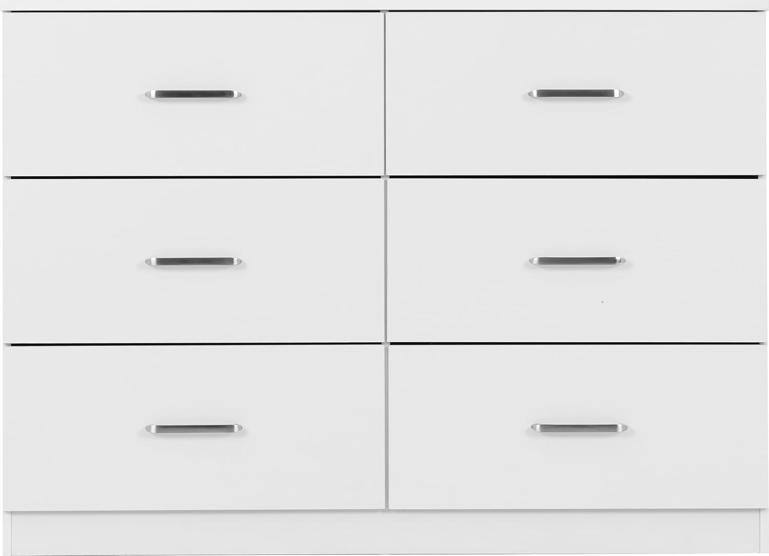 6 Drawer White Chest Bedroom Storage Organizer with Smooth-Glide Drawers
