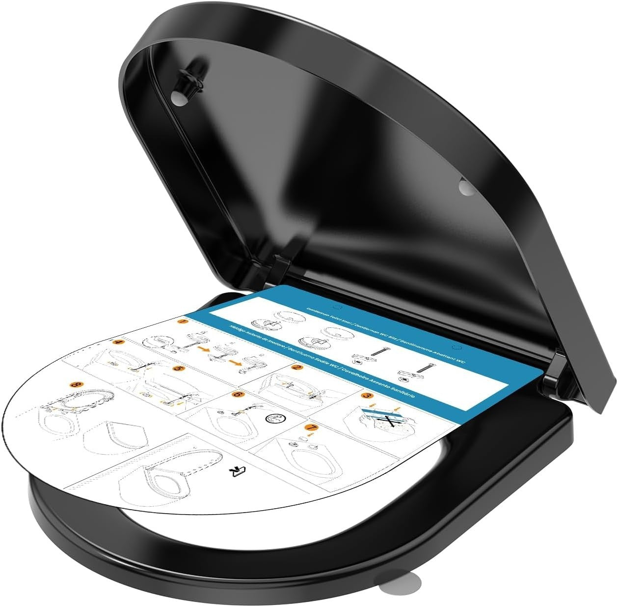 D-Shape Toilet Seat Soft Close PRO U2009B Black Duroplast 42.5x36.3cm