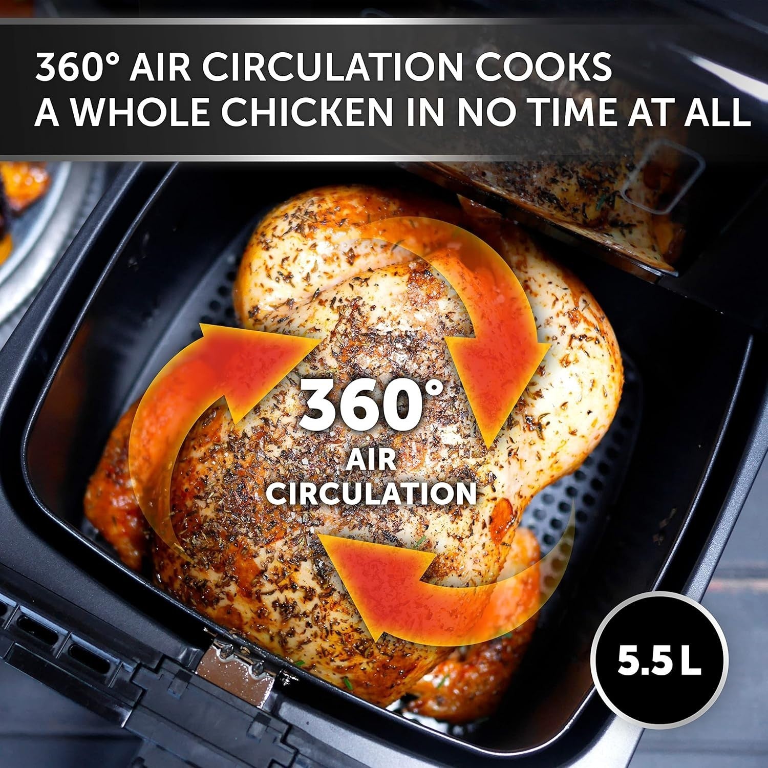 5.5L Large Digital Air Fryer 1700W Fast Healthy Cooking Fry Bake Roast Grill