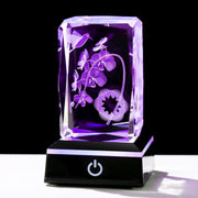 3D Crystal Orchid LED Light Cube Gift for Mum Wife Women Birthday Home Decor