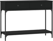 Black Console Table with Storage Drawers & Shelf 34.5x100x75cm