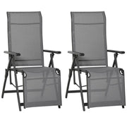 Set of 2 Reclining Folding Steel Chaise Lounge Chairs Garden Patio