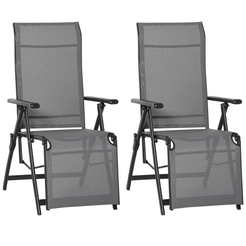 Set of 2 Reclining Folding Steel Chaise Lounge Chairs Garden Patio