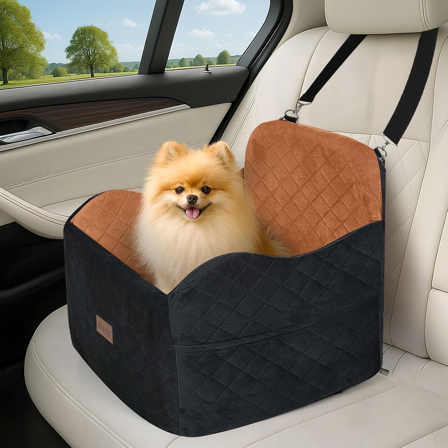Elevated Dog Car Booster Seat Washable Travel Bed for Small Medium Dogs
