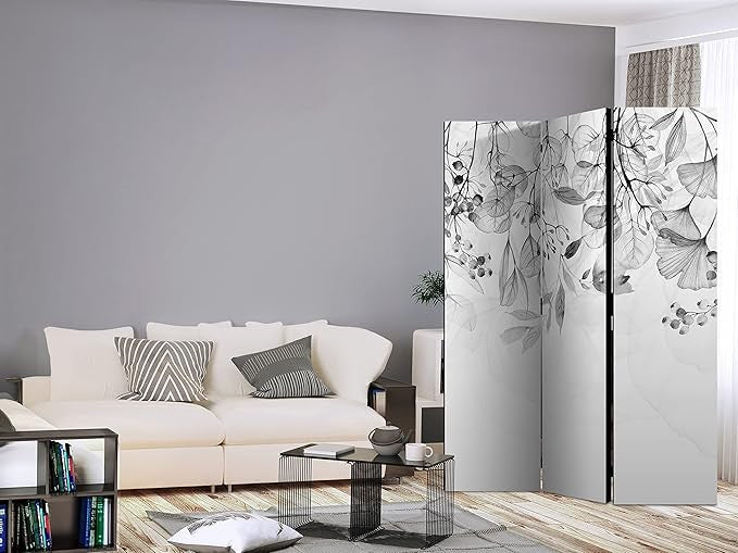 Grey Leaf Acoustic Room Divider 135x172cm Double Sided Folding Screen