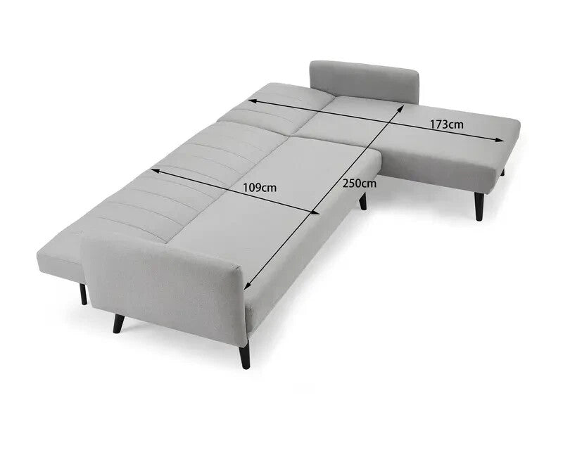 L Shape Sofa Bed Light Grey Fabric 3 Seater Clic Clac Modern Guest Couch