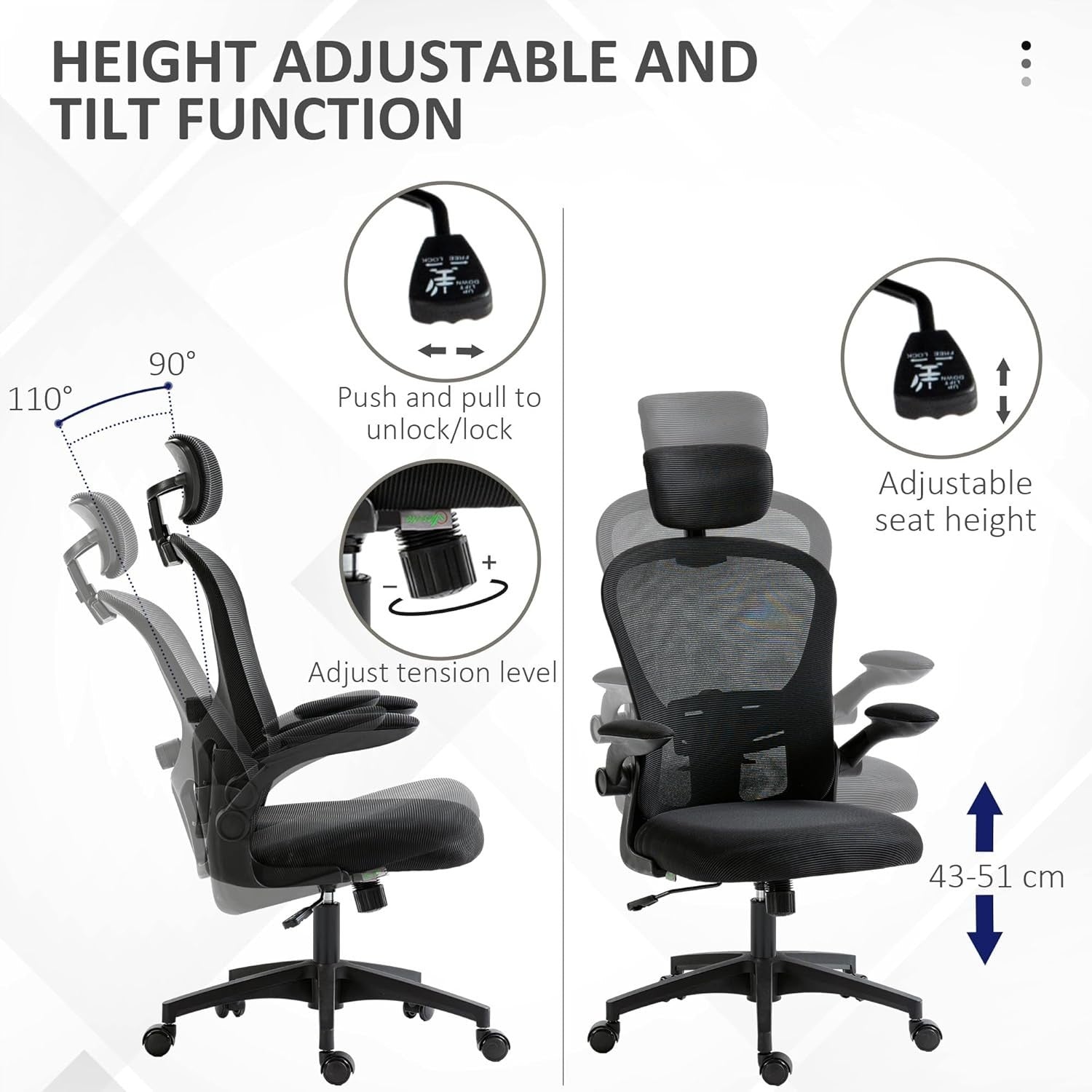 Adjustable Ergonomic Office Desk Chair Mesh Back Lumbar Support Swivel Wheels