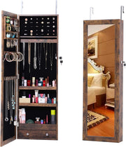 Wall Door Mounted Jewelry Armoire Lockable Full Length Mirror Cabinet