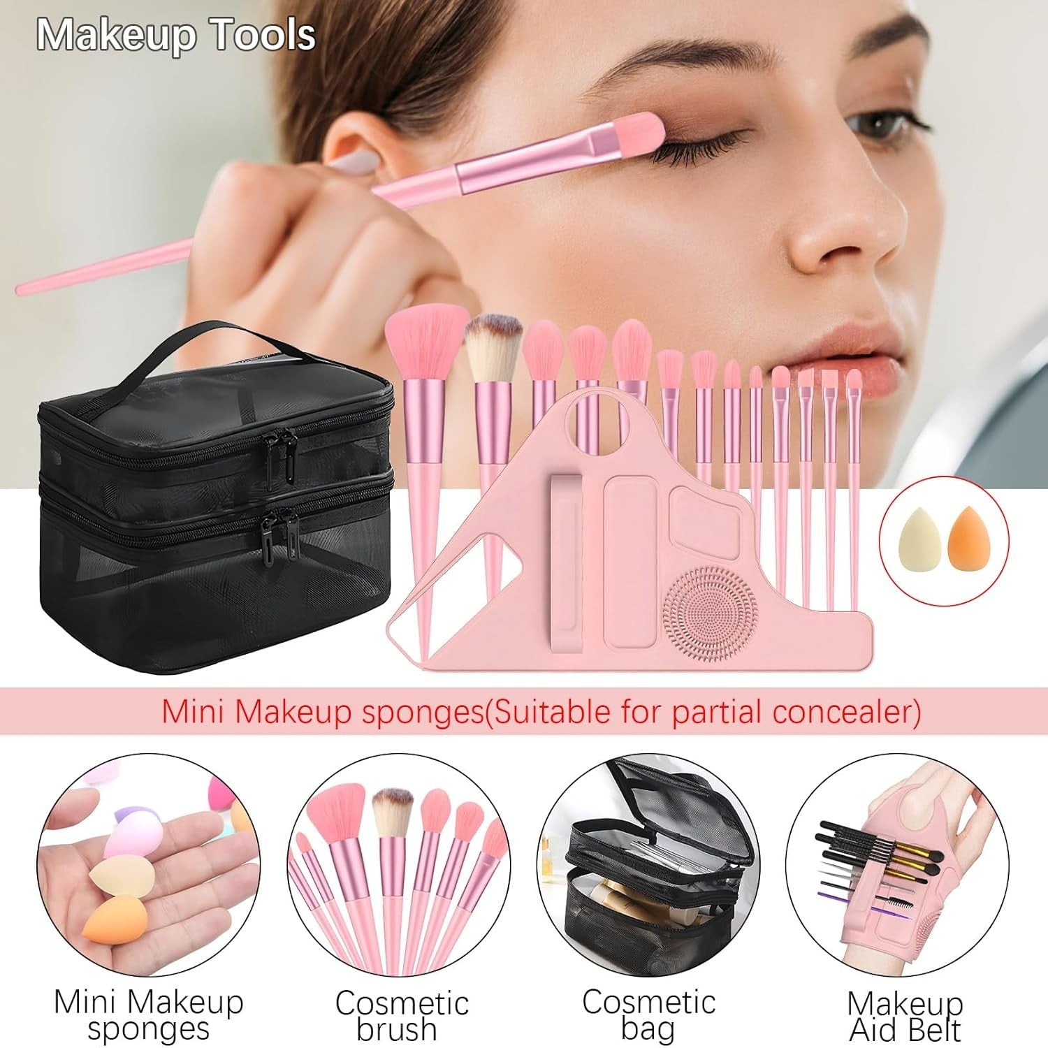All In One Makeup Kit Set Foundation Eyeshadow Lipstick Brushes Bag
