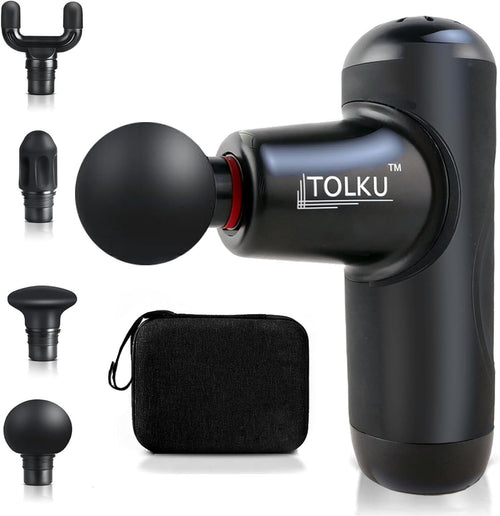Mini Deep Tissue Massage Gun Quiet Portable Muscle Relief 4 Heads Travel Case