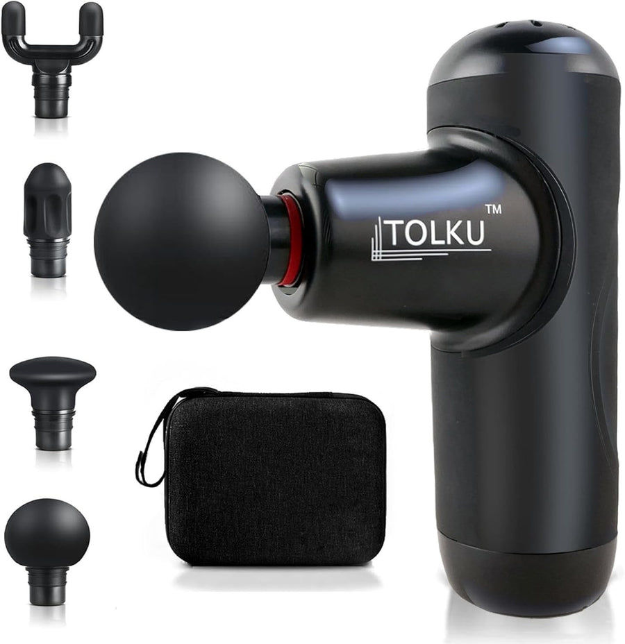 Mini Deep Tissue Massage Gun Quiet Portable Muscle Relief 4 Heads Travel Case