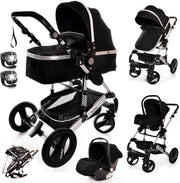3 in 1 Baby Stroller Travel System Lightweight Pram Foldable Pushchair Black