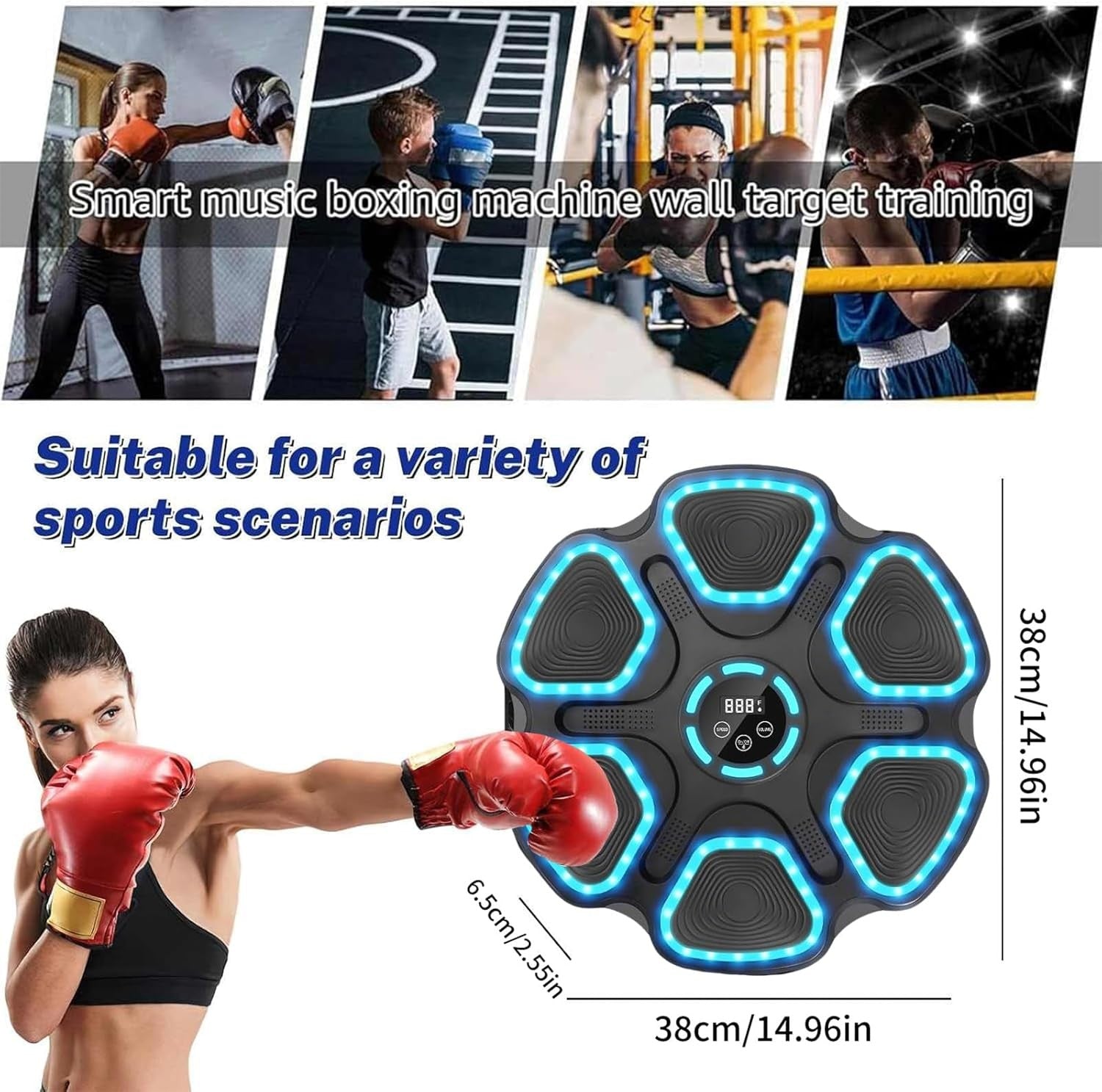 Music Boxing Machine Bluetooth LED Wall Mount Trainer Home Gym Fitness