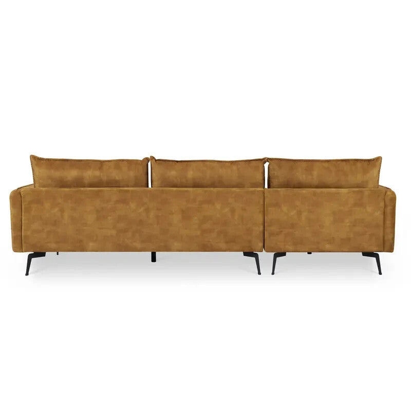 Luxury Velvet Corner Sofa Left Chaise 3 Seater Gold | Modern UK Made
