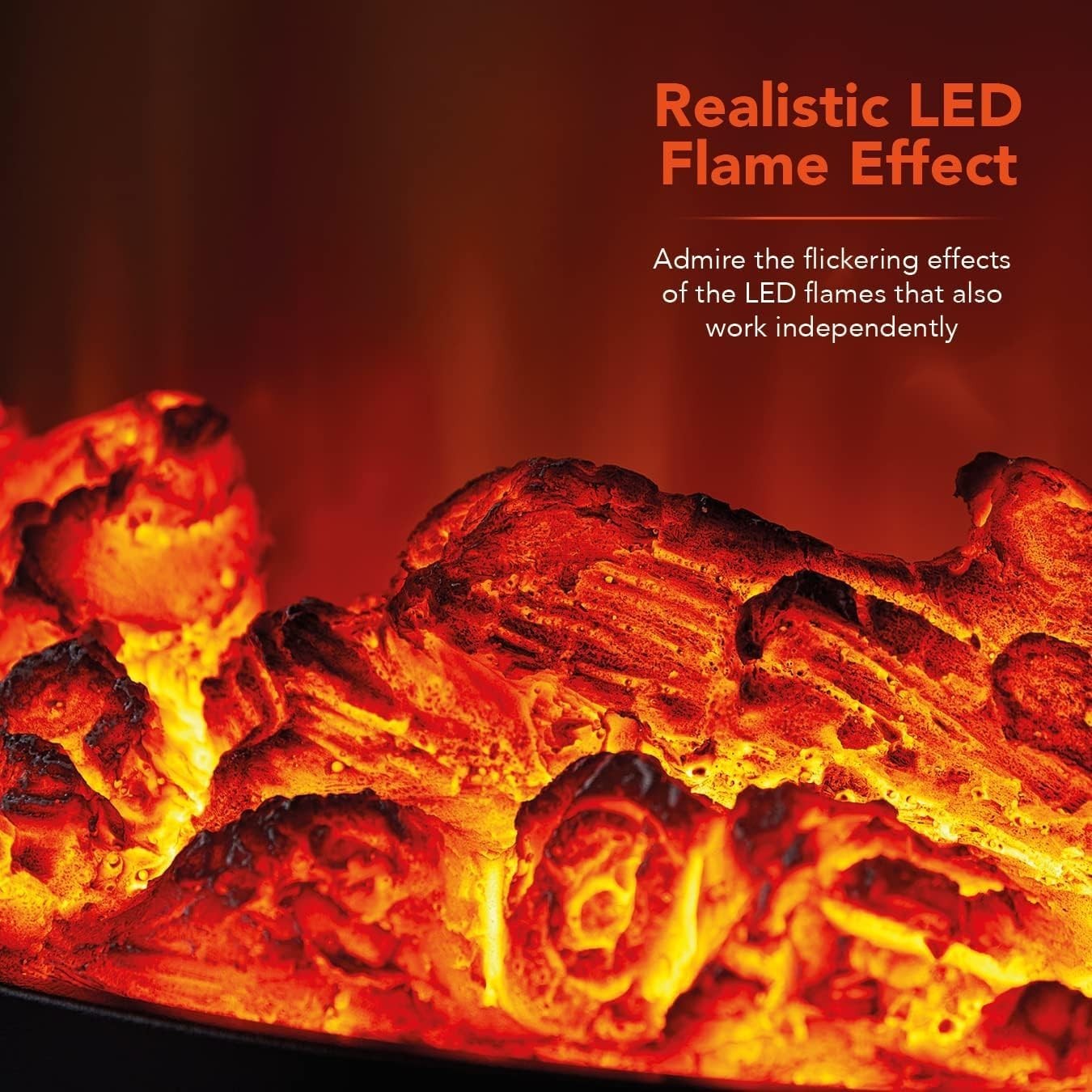 1800W Log Effect Electric Fireplace Heater Stove | Freestanding Flame Fire