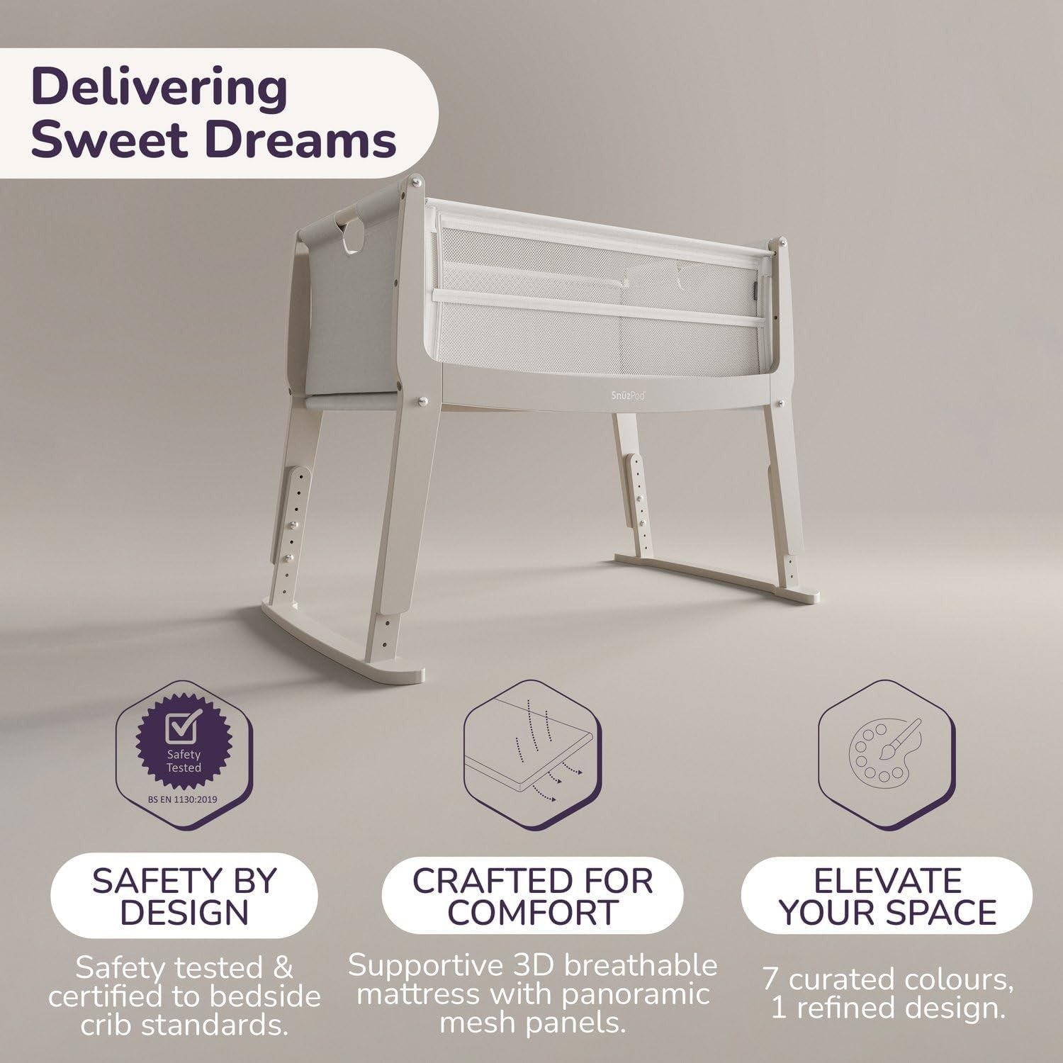 Next to Me Baby Crib Bedside Cot w/ Mattress Wheels 6 Height Adjustable Oslo