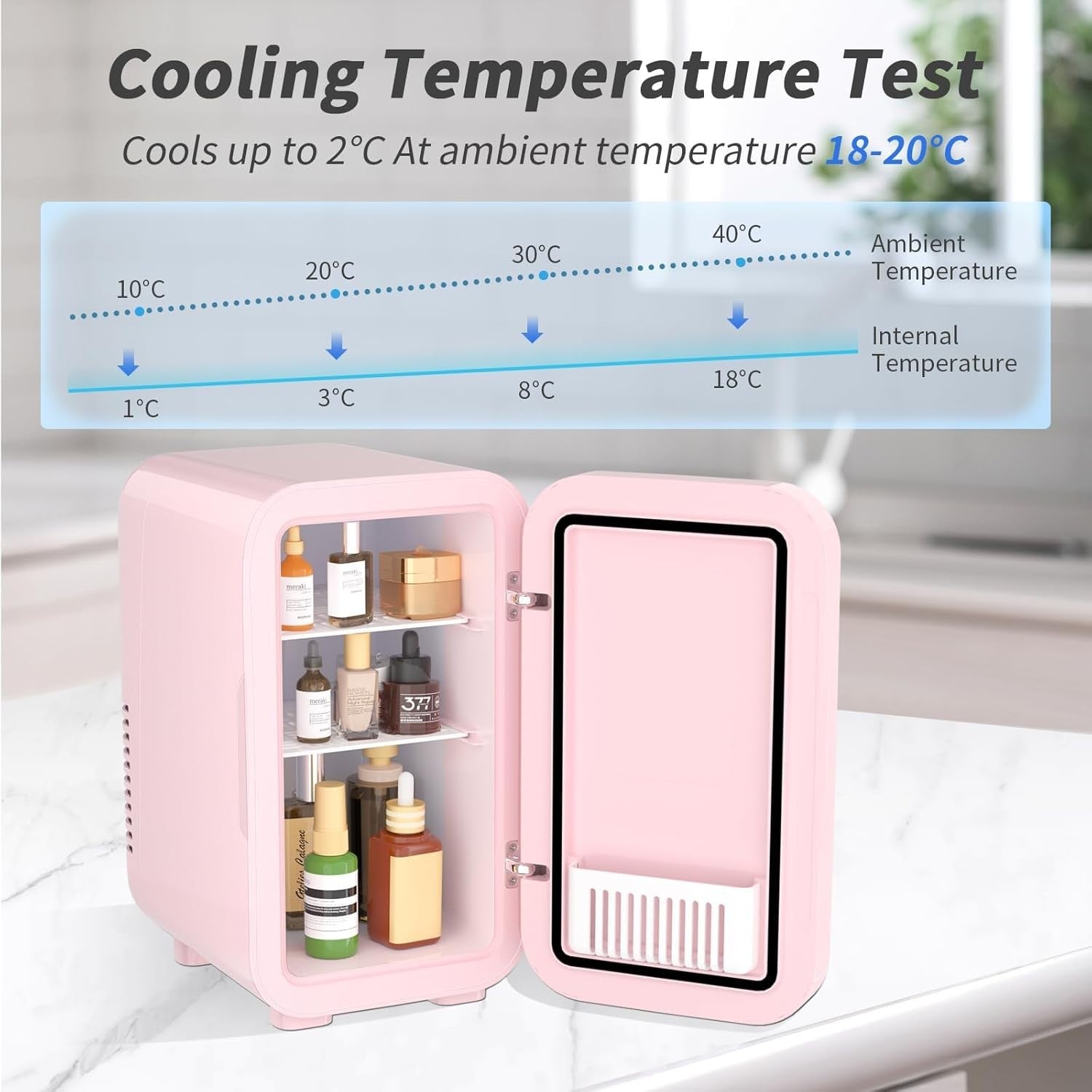 6L Mini Fridge Portable AC/DC Cooler Warmer Bedroom Skincare Pink